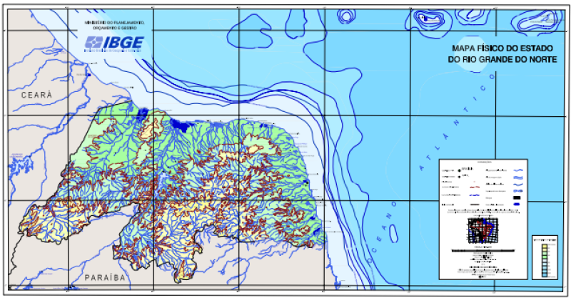 Mapa Estadual Fisico Rn Rio Grande Do Norte